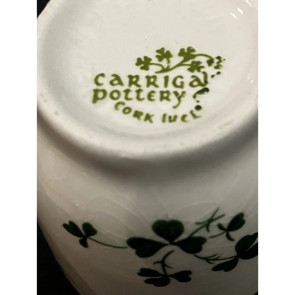 VTG Carrigaline Cork Ireland Gold Trim Lucky Irish Shamrock Souvenir Shot Glass
